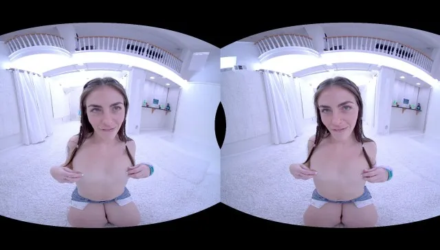 Hot Brunette Teen Strips For You in The White Studio VR Adult Videos