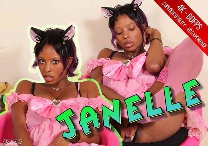 Hot Brunette Janelle Plays With Dildo Dressed In Pink Stockings With Kawaii Slippers VR Adult Videos