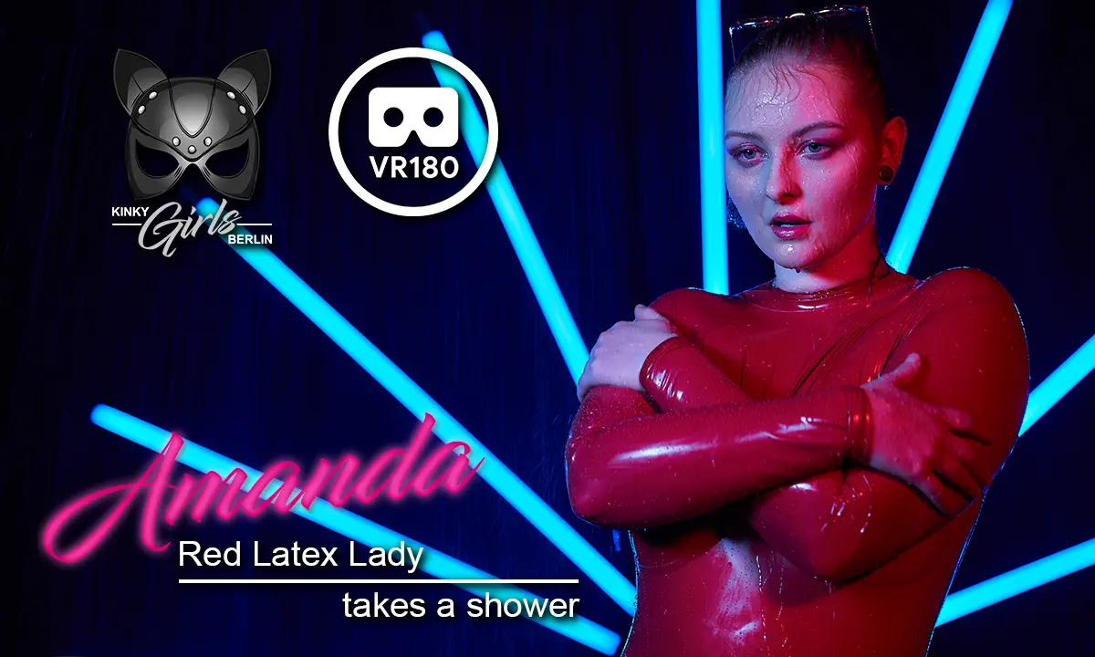 Red Latex Lady Takes A Shower VR Adult Videos